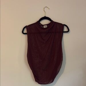 Sheer Sleeveless Top in Maroon